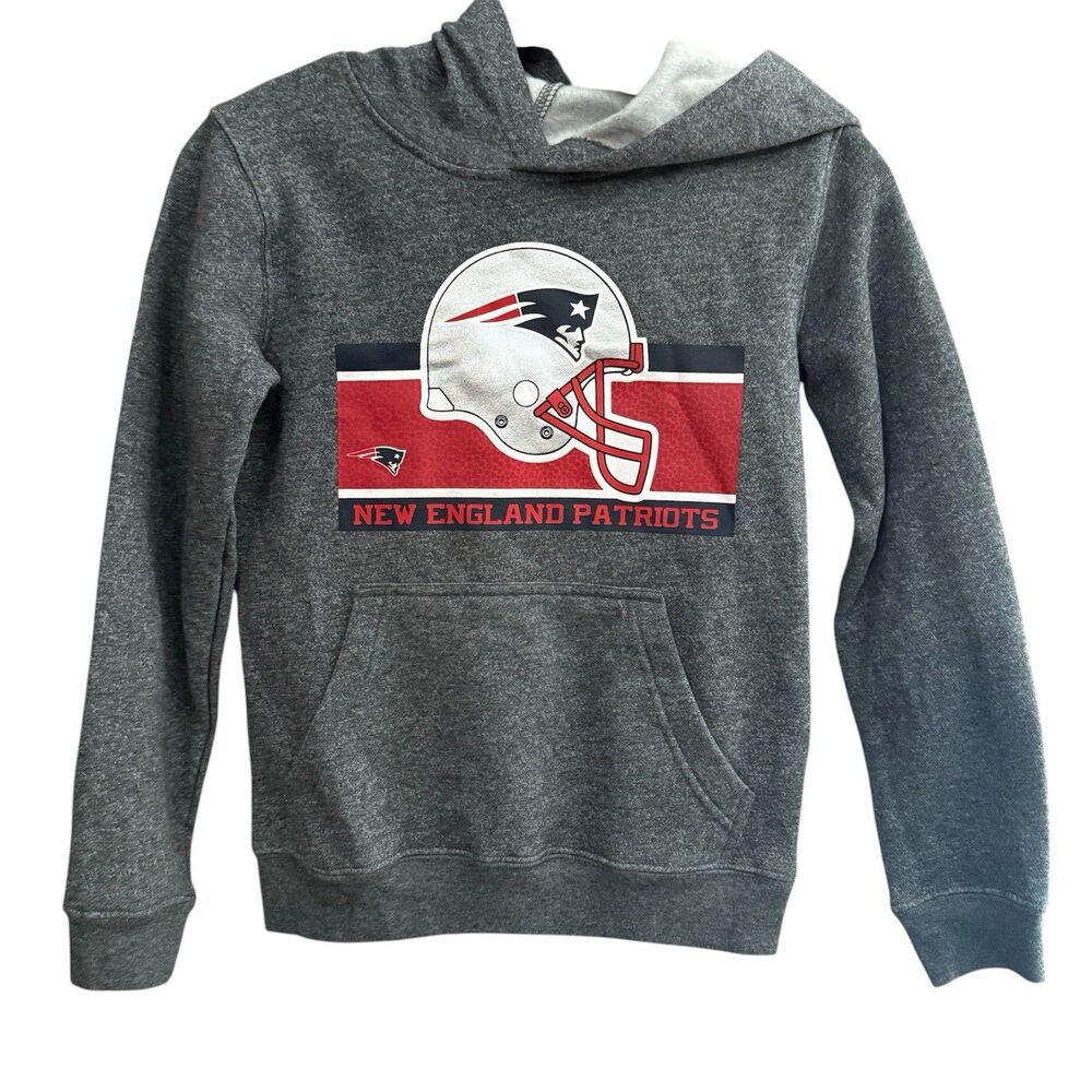 New England Patriots Hoodie Youth Small (8) Gray NFL Team Apparel NWT